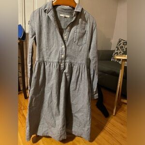 YMC Long Sleeve Cotton Button-Down Dress